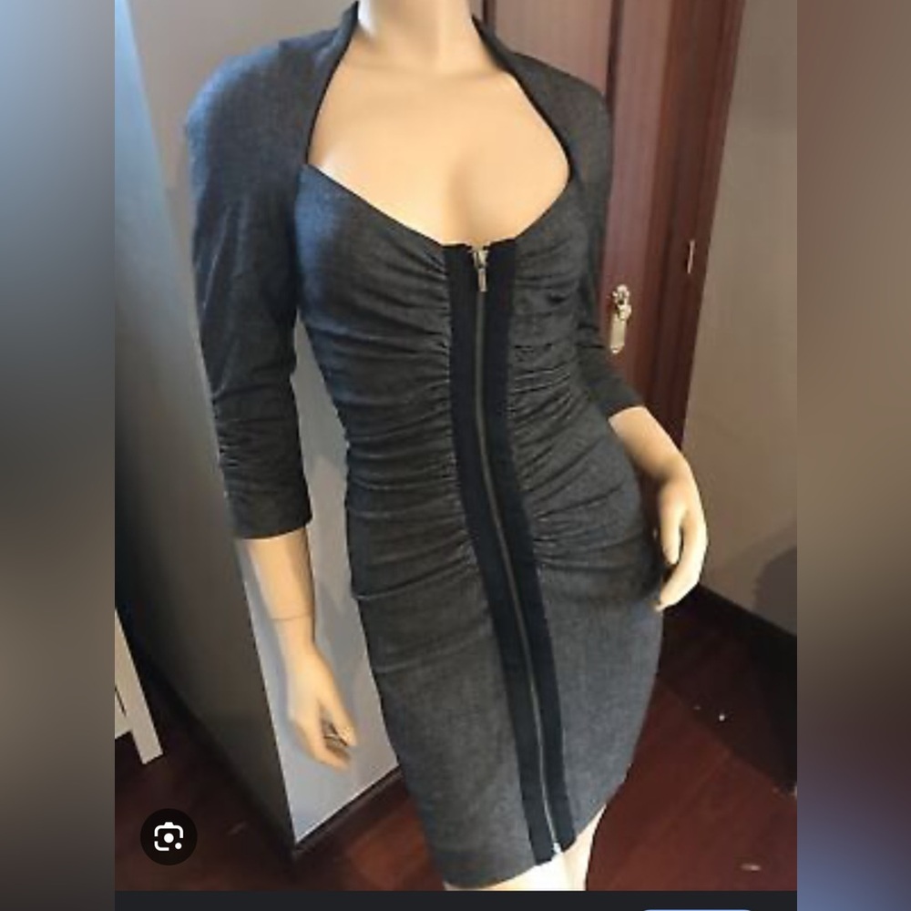Bebe Black Ruched Bodycon Dress Sweetheart Neckline